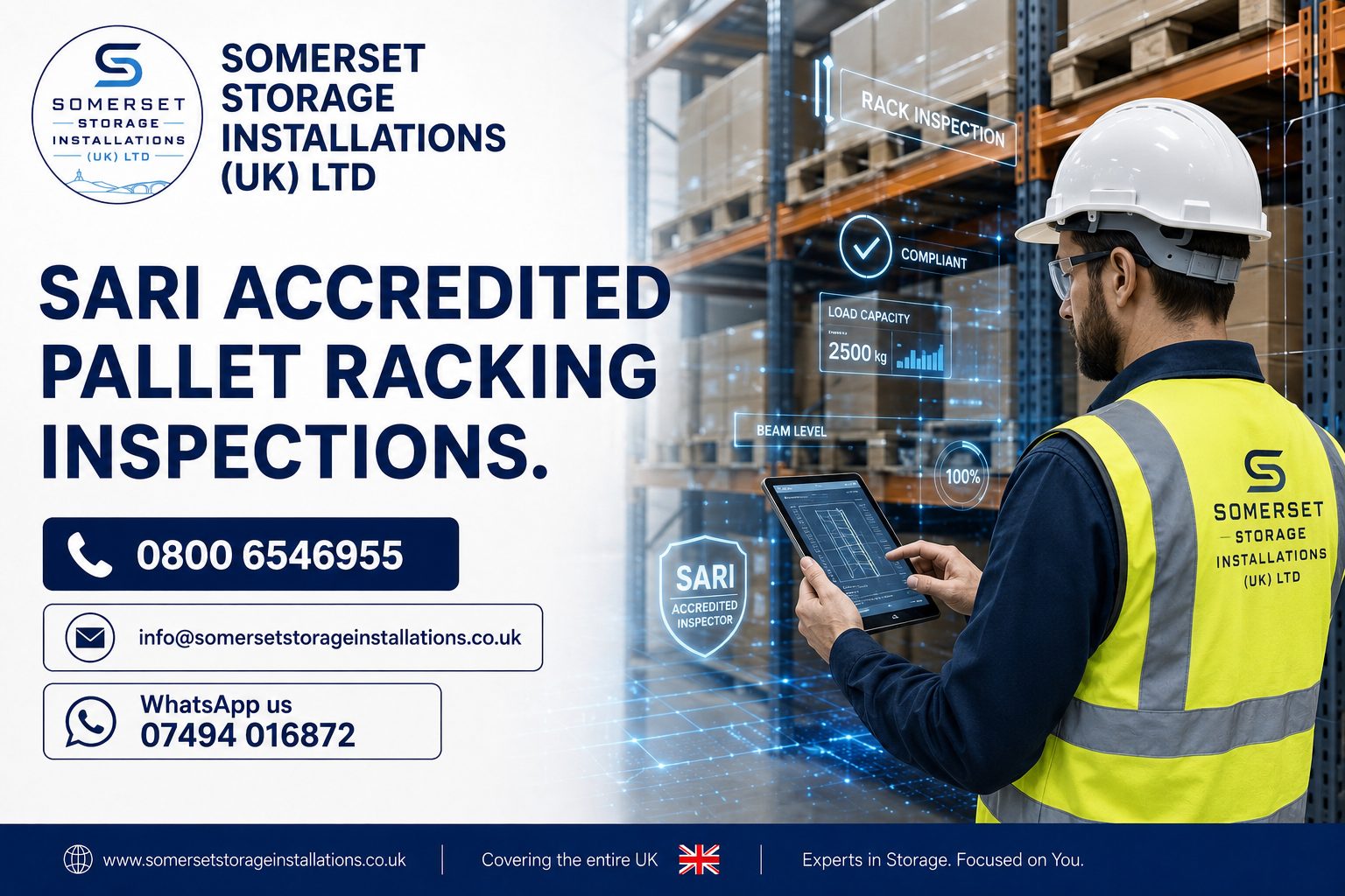 SARI accredited pallet racking inspections by Somerset Storage Installations UK Ltd